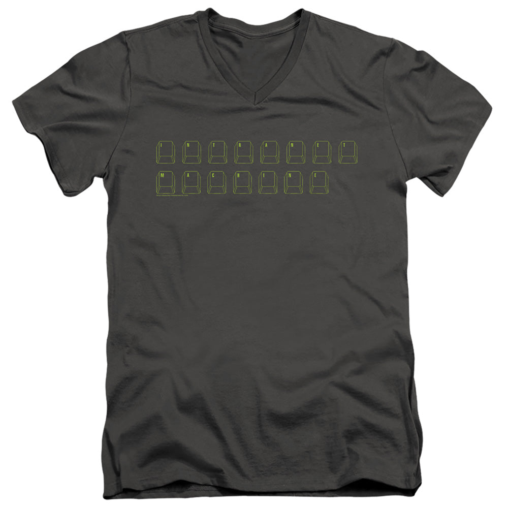 Big Bang Theory Intranet Machine Mens Slim Fit V-Neck T Shirt Charcoal
