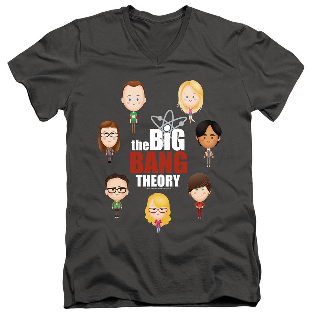 Big Bang Theory Emojis Mens Slim Fit V-Neck T Shirt Charcoal