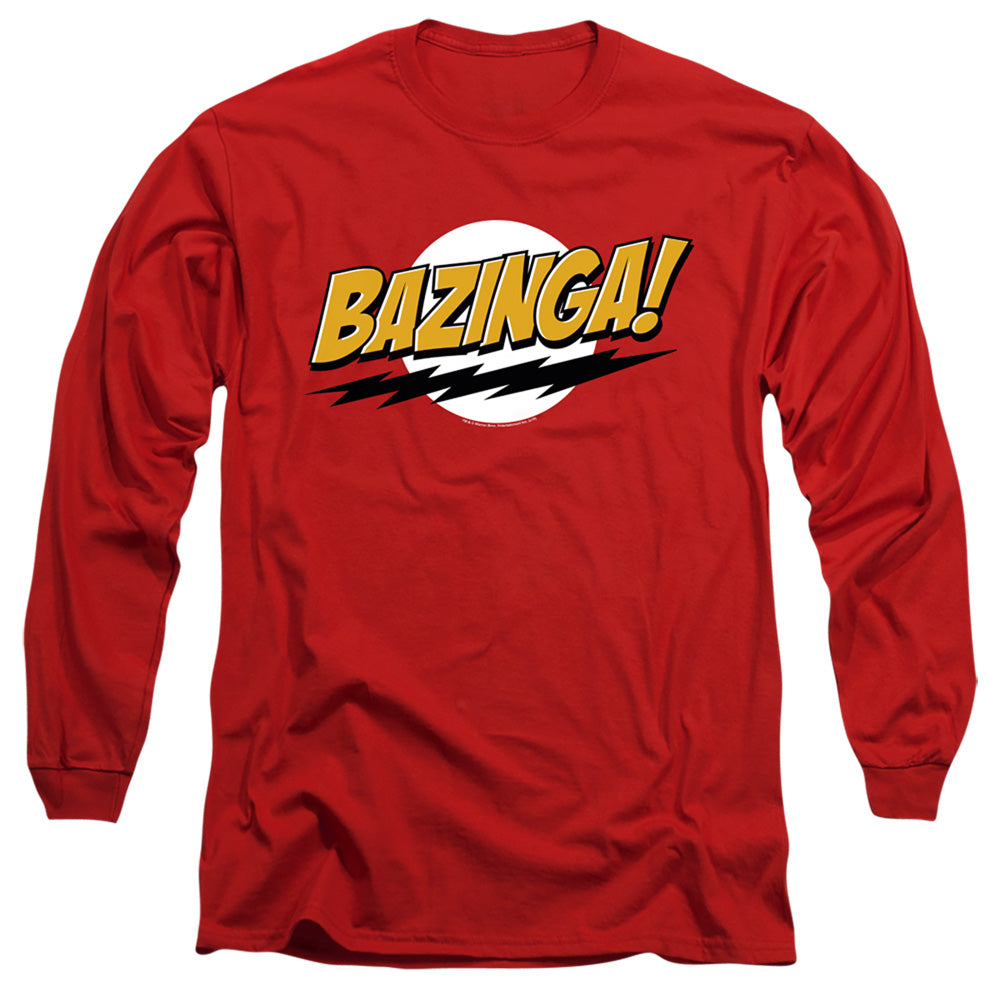 Big Bang Theory Bazinga Mens Long Sleeve Shirt Red Officially Licensed
