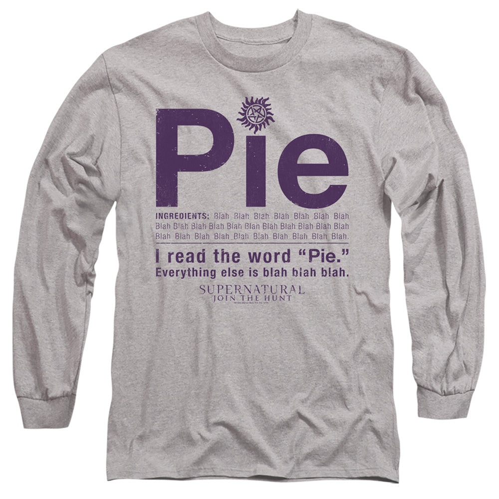 Supernatural Pie Mens Long Sleeve Shirt Athletic Heather Officially Licensed
