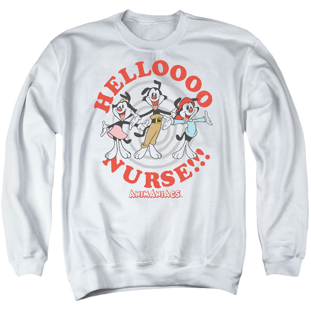 Animaniacs Hello Nurse Mens Crewneck Sweatshirt White Officially Licensed