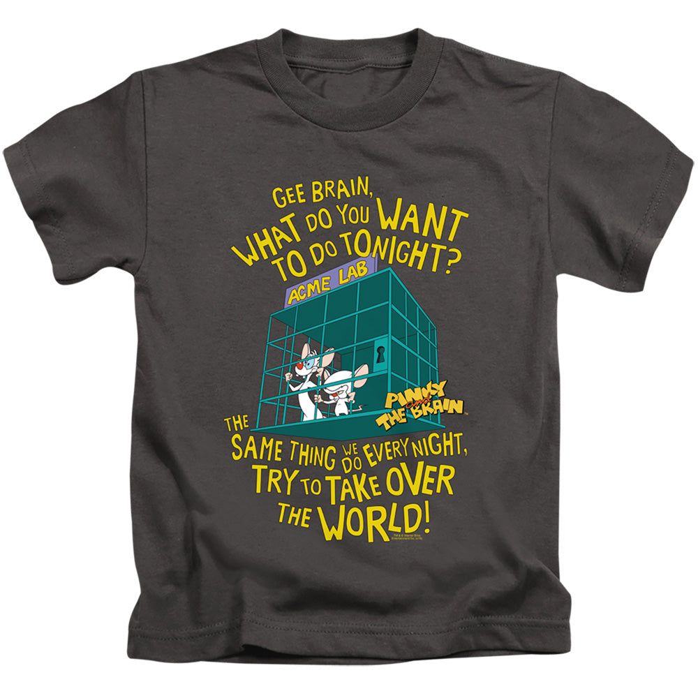Pinky And The Brain The World Juvenile Kids Youth T Shirt Charcoal Officially Licensed