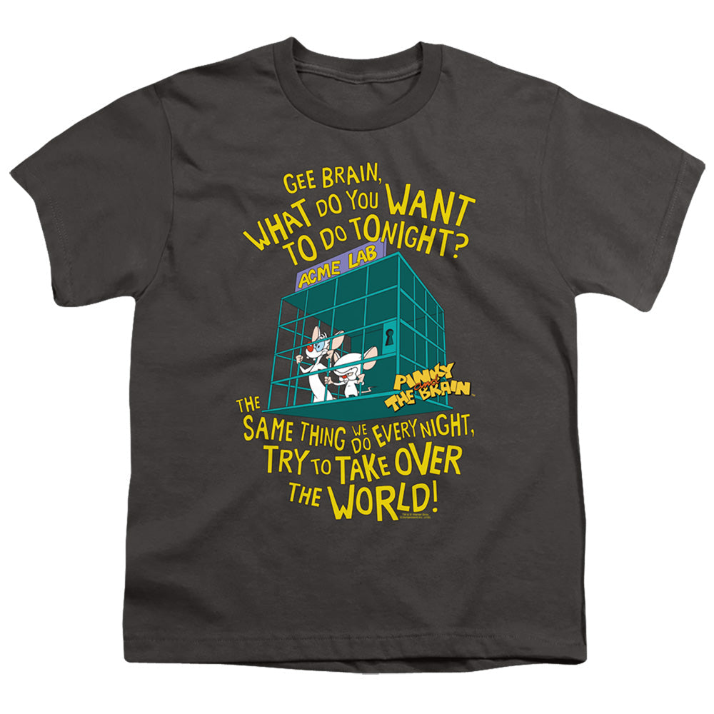 Pinky And The Brain The World Kids Youth T Shirt Charcoal Officially Licensed