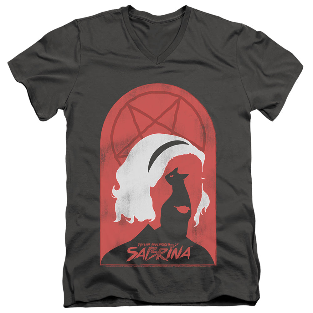 Chilling Adventures Of Sabrina Sabrina And Salem Mens Slim Fit V-Neck T Shirt Charcoal