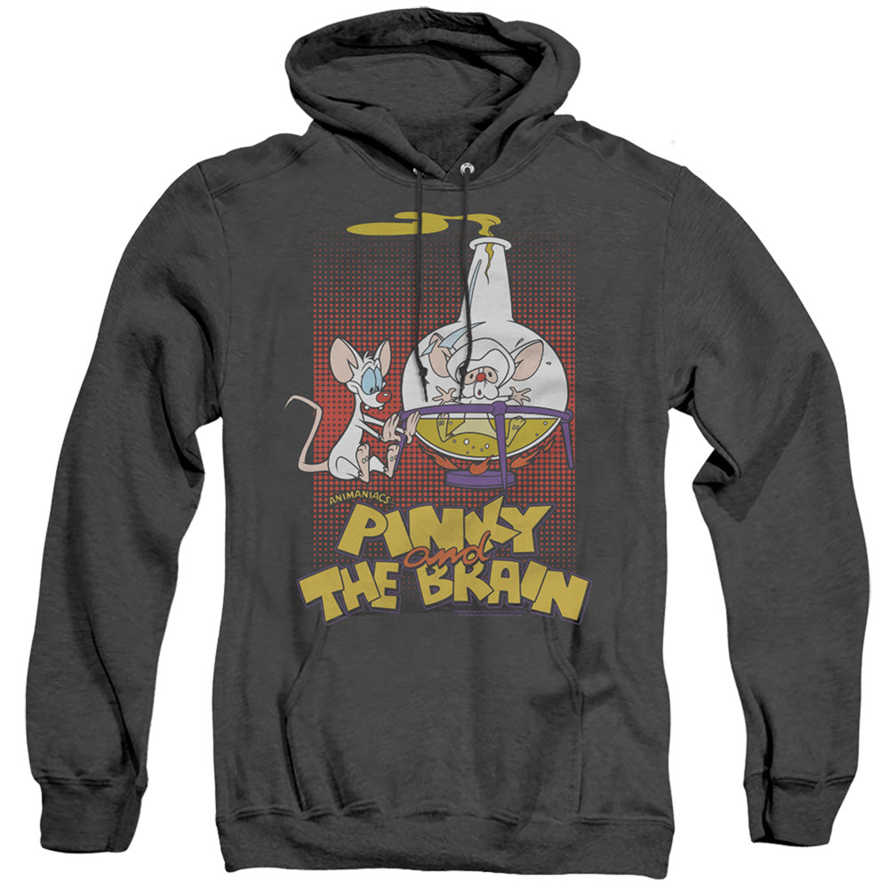 Pinky And The Brain Lab Flask Mens Heather Hoodie Black Officially Licensed