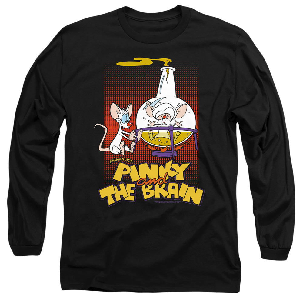 Pinky And The Brain Lab Flask Mens Long Sleeve Shirt Black Officially Licensed