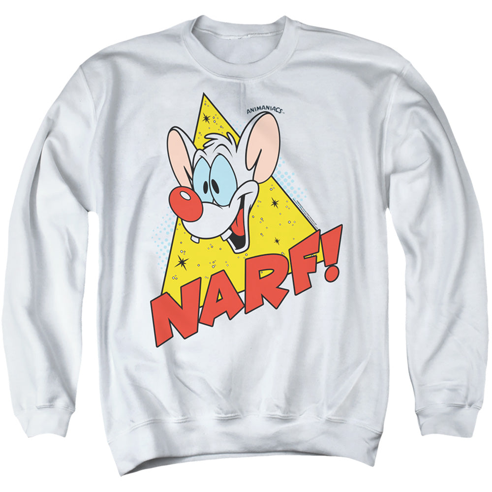 Pinky And The Brain Narf Mens Crewneck Sweatshirt White Officially Licensed