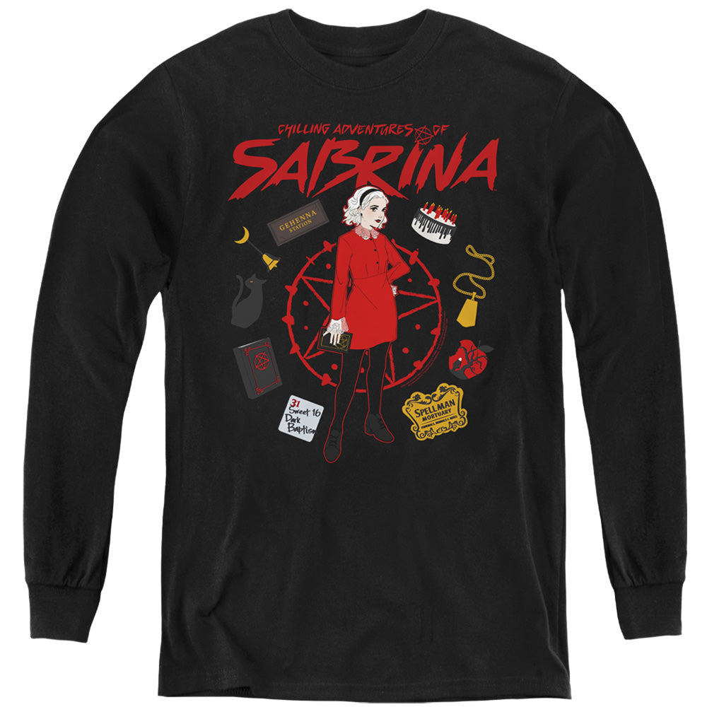 Chilling Adventures Of Sabrina Circle Long Sleeve Kids Youth T Shirt Black