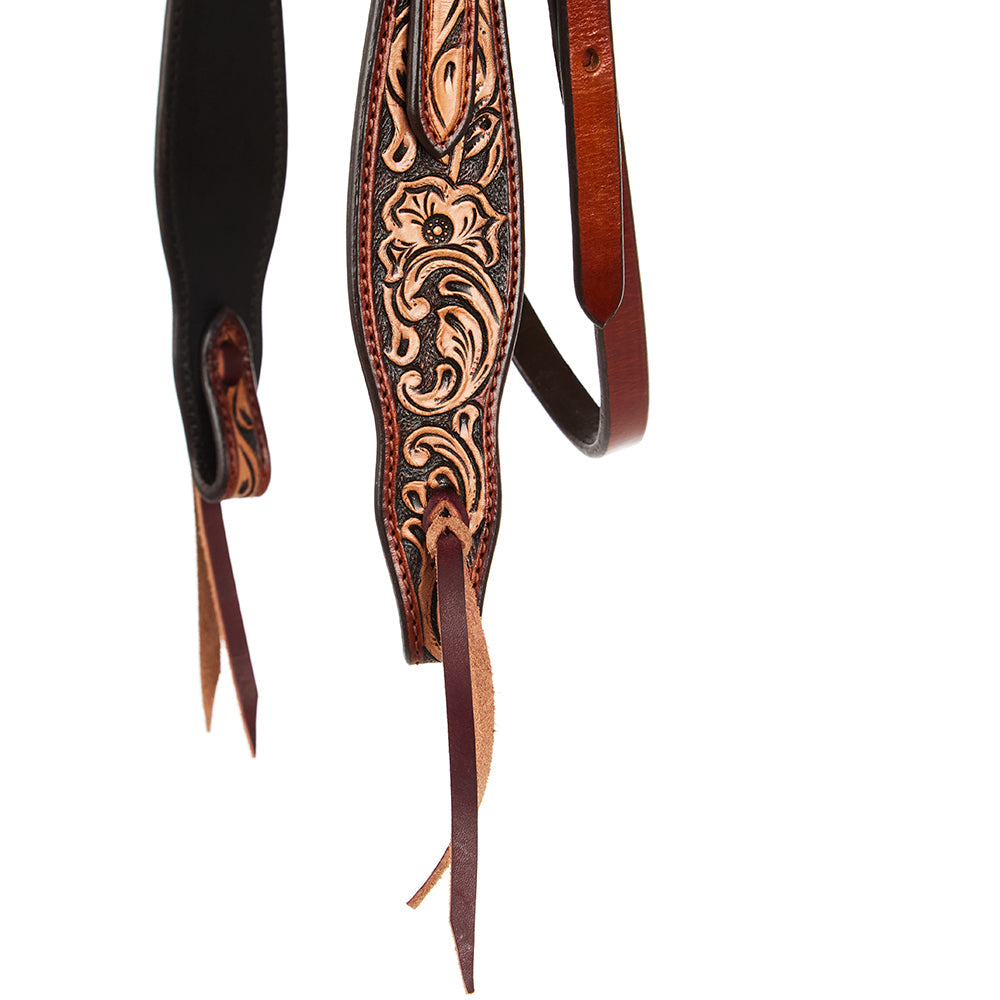 Floral Tooled Chestnut Browband Headstall