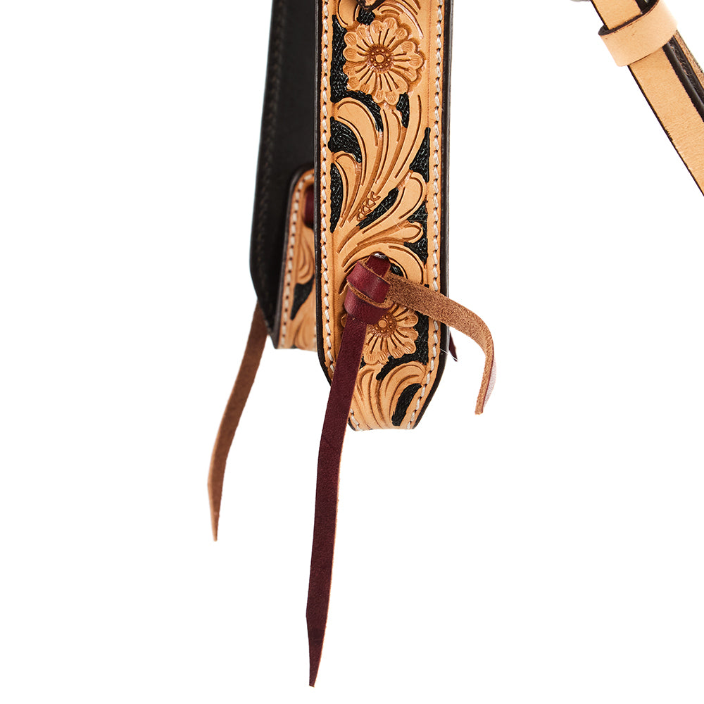 Natural Floral Tooling Browband Headstall