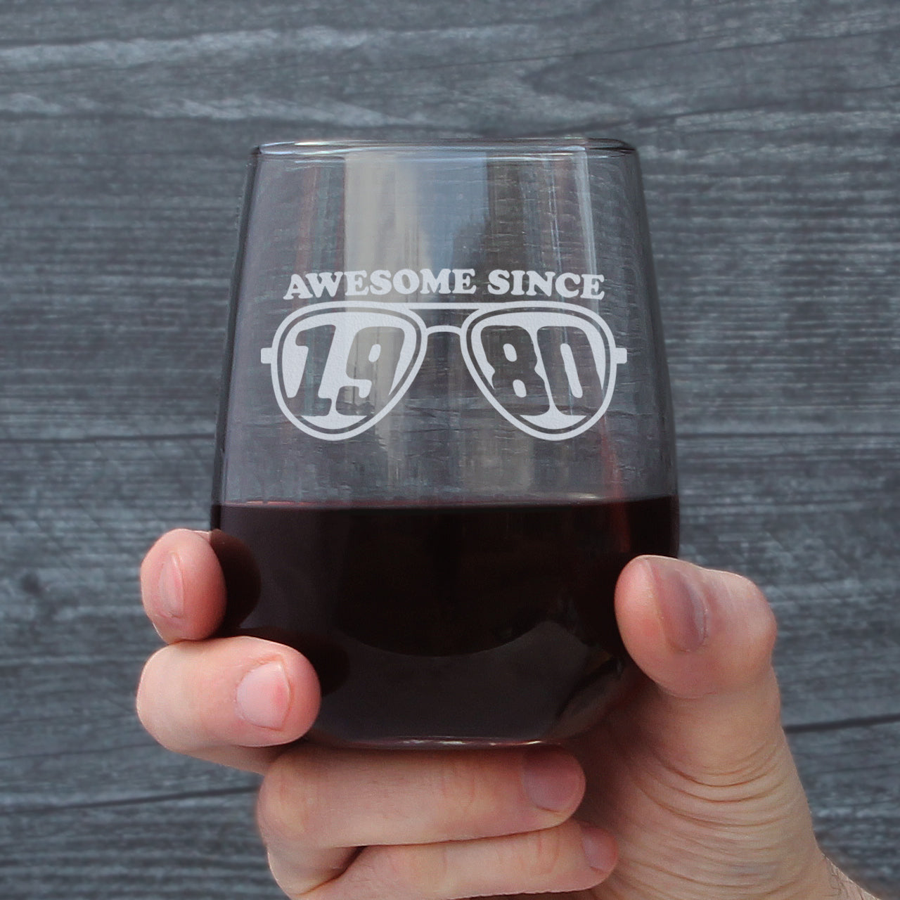 Awesome Since 1980 Engraved Stemless Wine Glass Gifts 45th Birthday Gift Ideas Large Wine Glasses - 17 oz