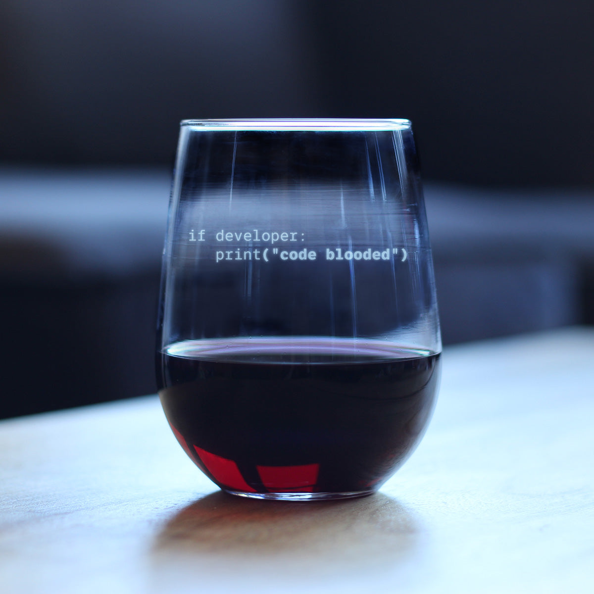 Code Blooded Engraved Stemless Wine Glass Gifts for Programmer, Coder & Computer Geeks Large Wine Glasses - 17 oz