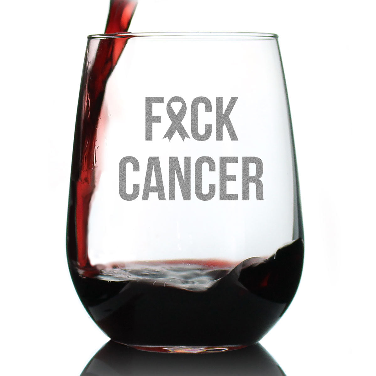 F*ck Cancer - Stemless Wine Glass for Women & Men - Cancer Survivor Gift