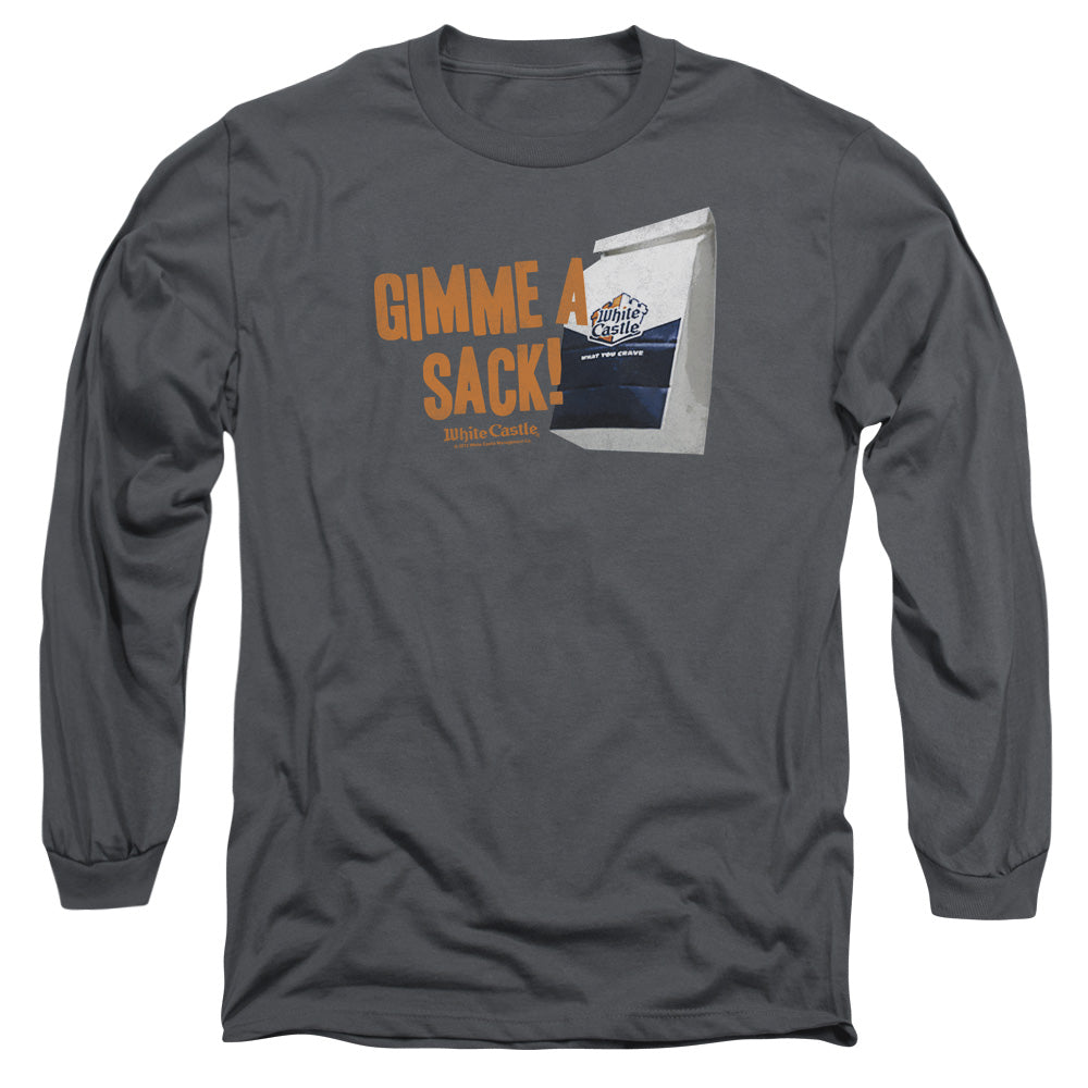 White Castle Gimmie A Sack Mens Long Sleeve Shirt Charcoal Officially Licensed