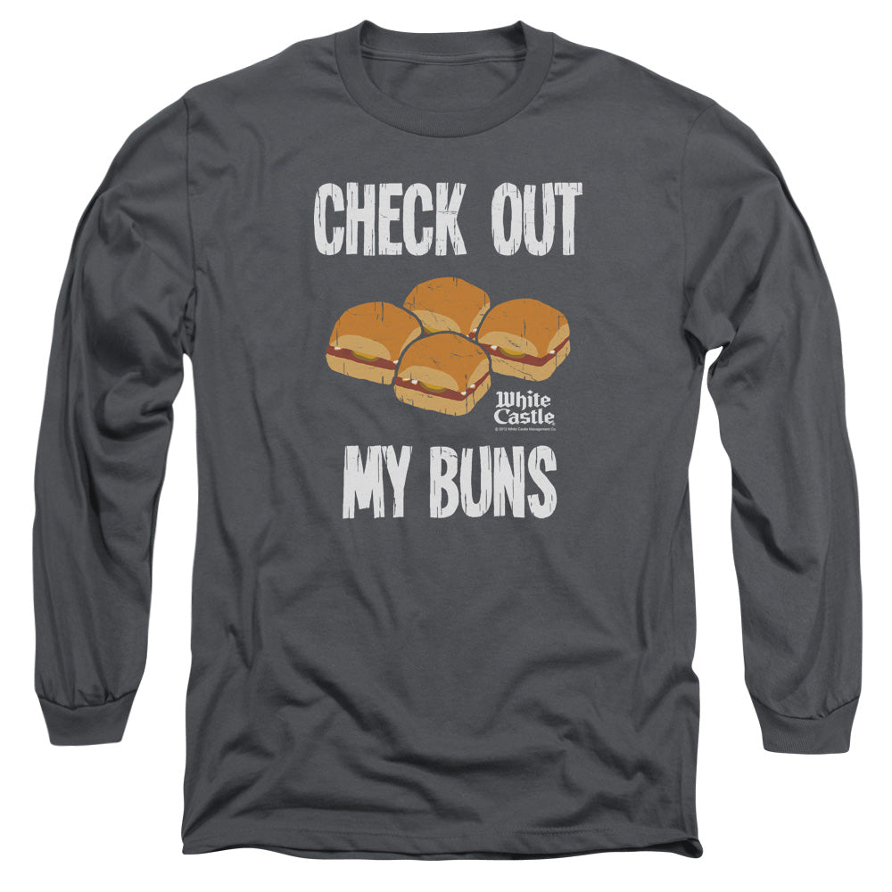 White Castle My Buns Mens Long Sleeve Shirt Charcoal Officially Licensed
