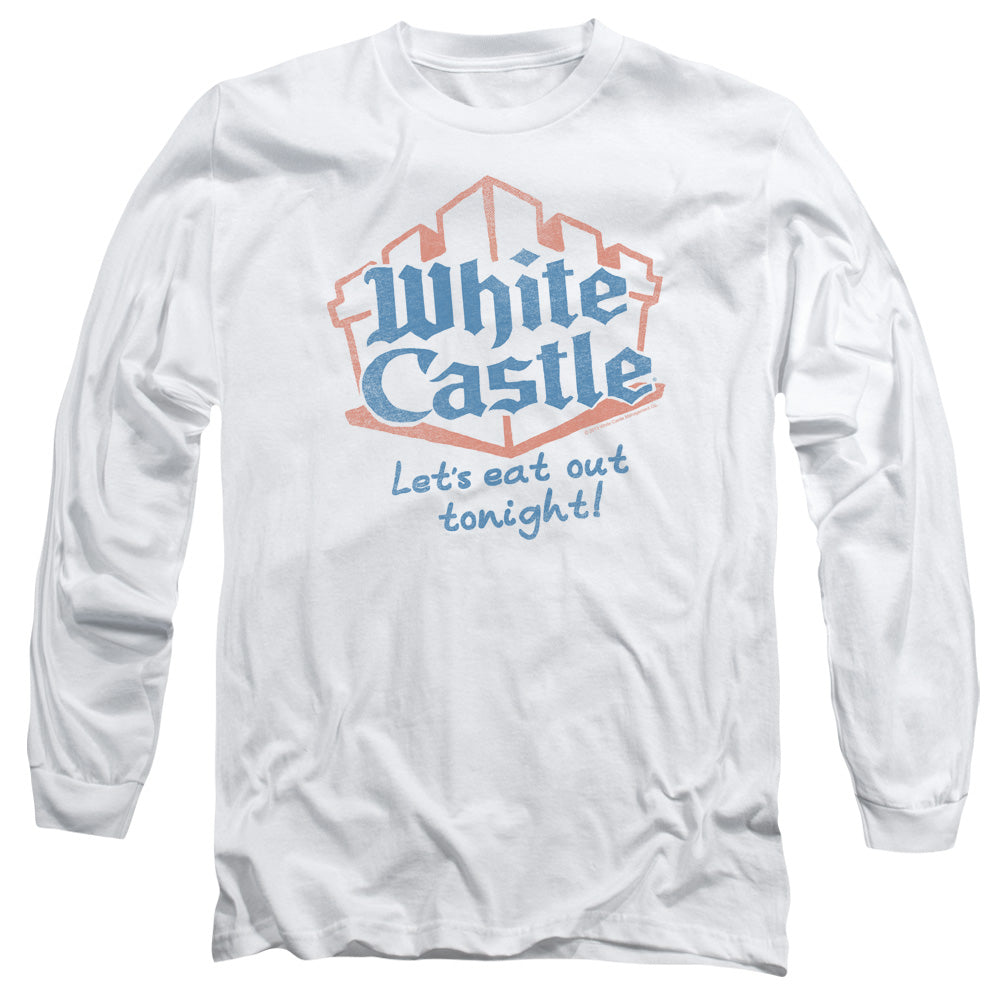 White Castle Lets Eat Mens Long Sleeve Shirt White Officially Licensed