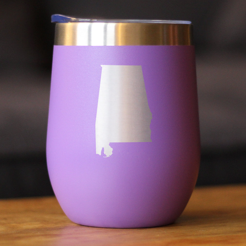 Alabama State Outline - Wine Tumbler