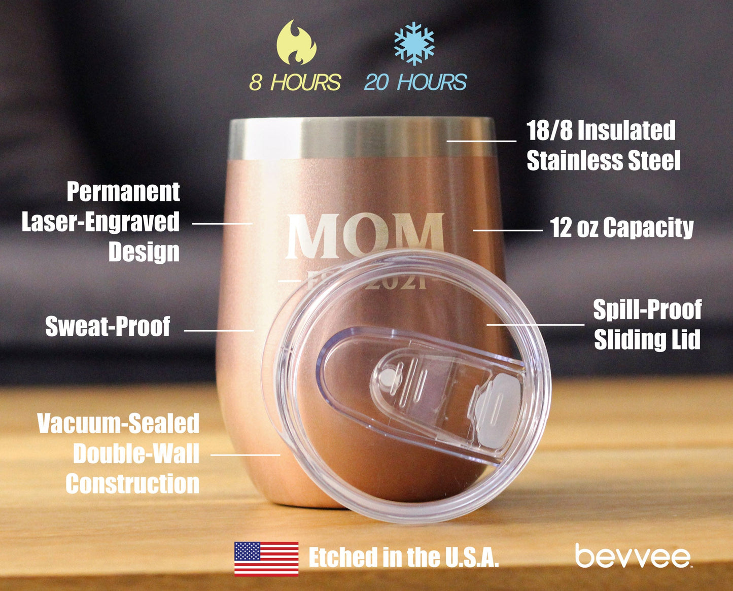 Mom Est. 2021 - Bold - Wine Tumbler