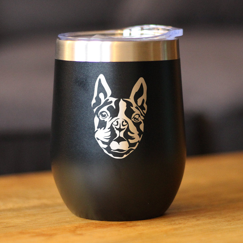 Boston Terrier Face - Wine Tumbler