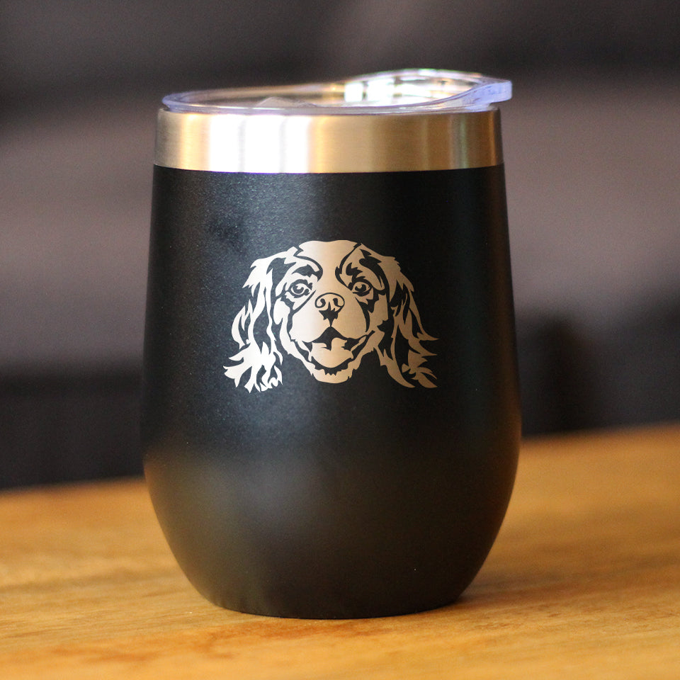 Cavalier King Charles Spaniel Face - Wine Tumbler