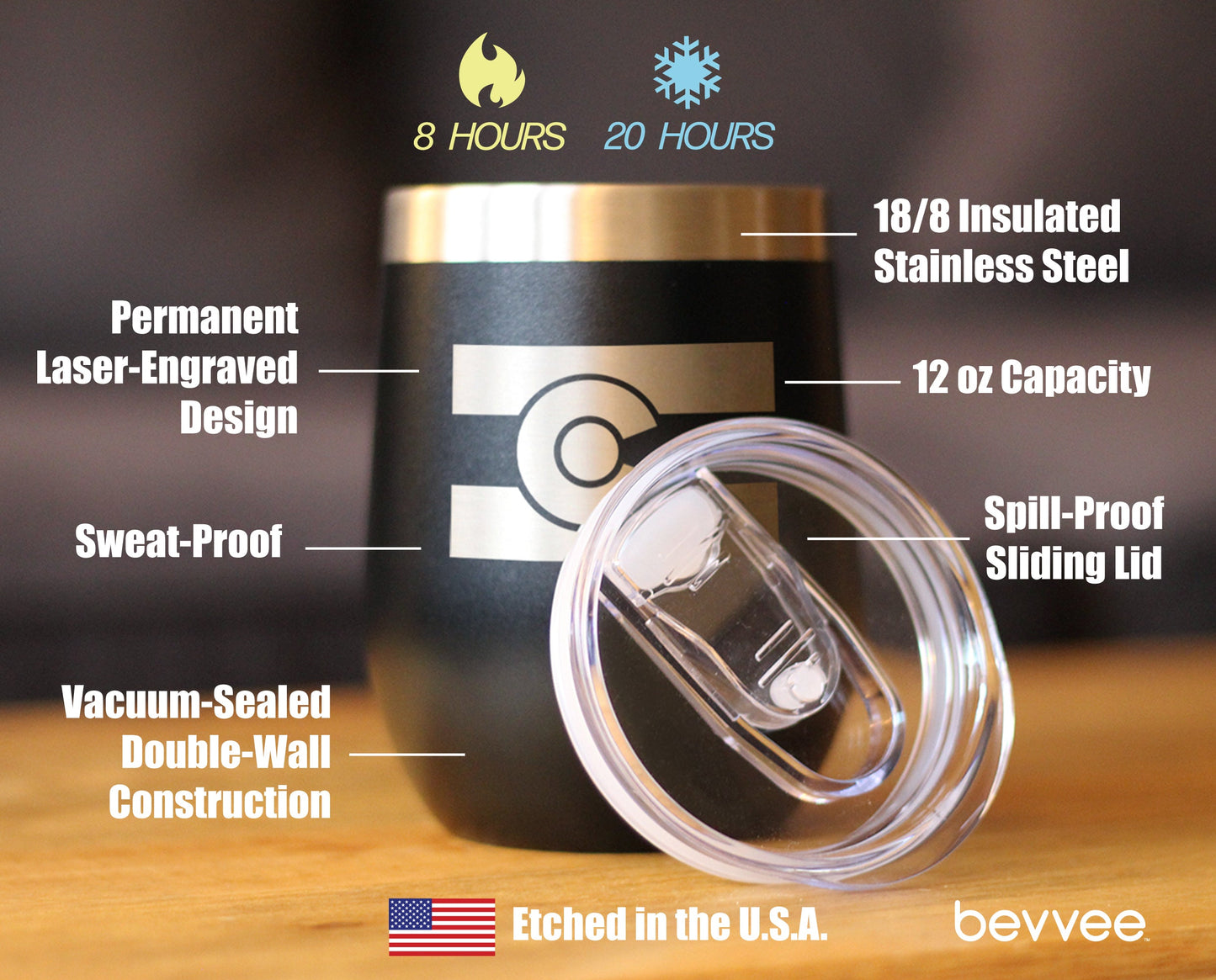 Colorado Flag - Wine Tumbler with Sliding Lid - Stemless Stainless Steel Insulated Cup - Cute Outdoor Camping Mug