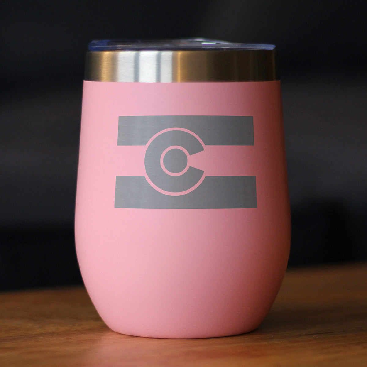 Colorado Flag - Wine Tumbler with Sliding Lid - Stemless Stainless Steel Insulated Cup - Cute Outdoor Camping Mug
