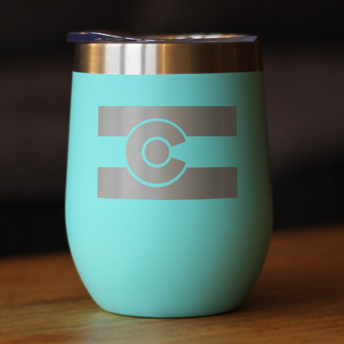 Colorado Flag - Wine Tumbler with Sliding Lid - Stemless Stainless Steel Insulated Cup - Cute Outdoor Camping Mug
