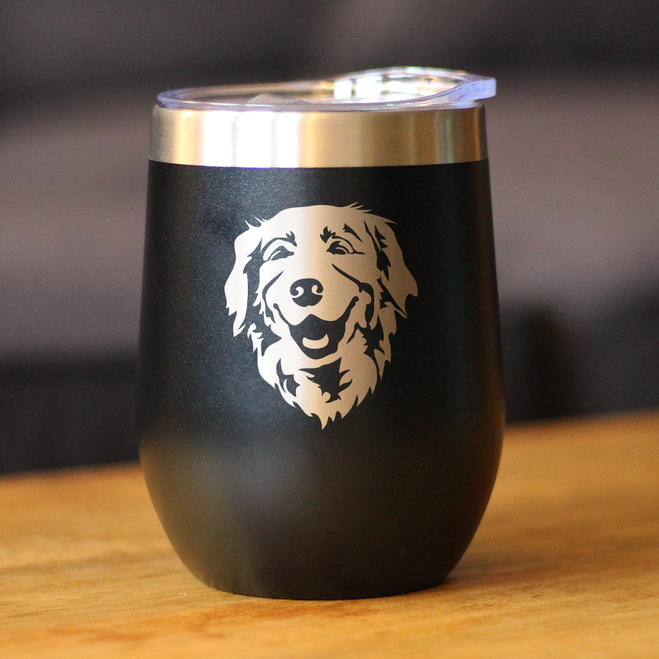 NEW Golden Retriever Happy Face - Wine Tumbler