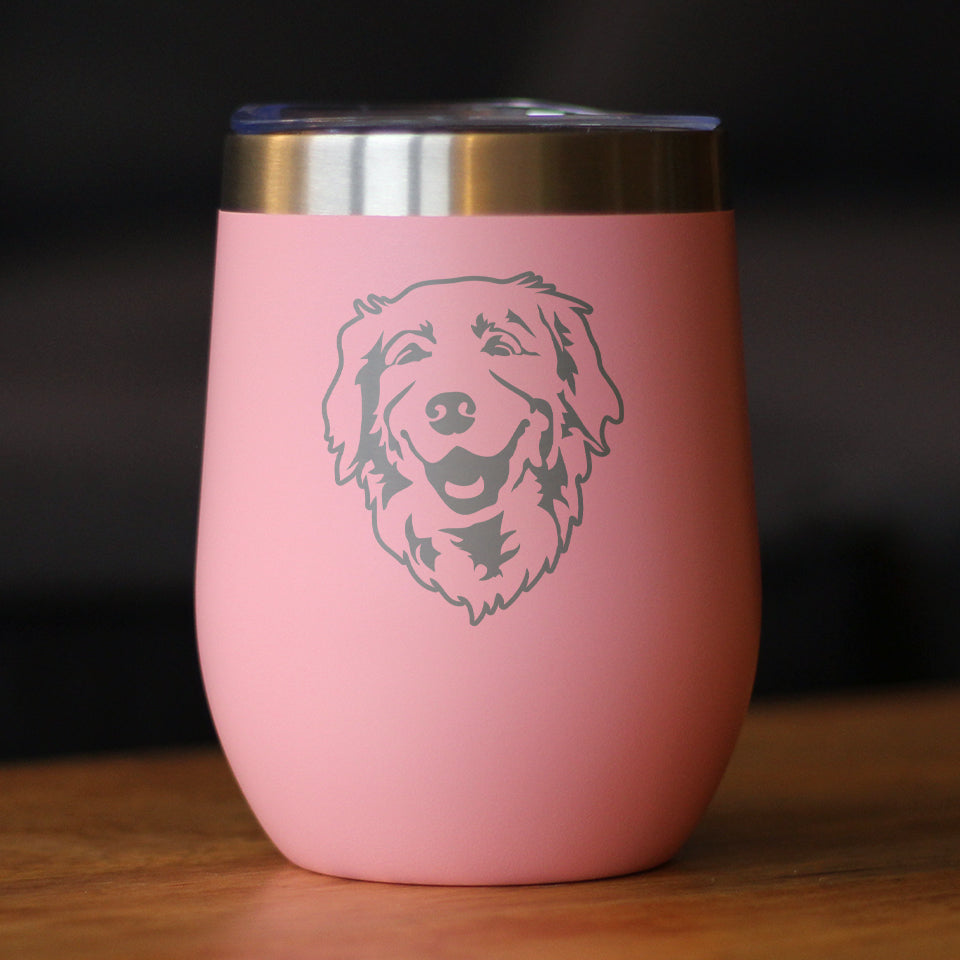 NEW Golden Retriever Happy Face - Wine Tumbler