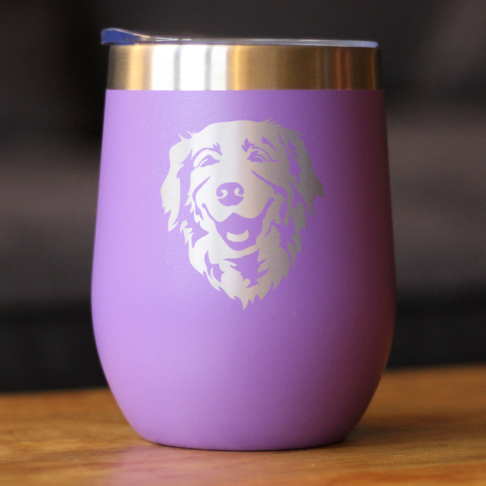 NEW Golden Retriever Happy Face - Wine Tumbler