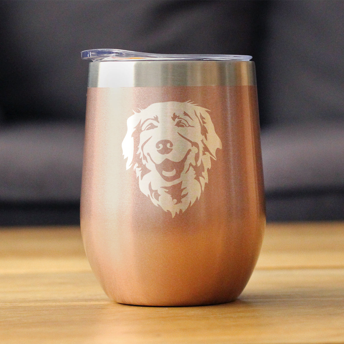 NEW Golden Retriever Happy Face - Wine Tumbler