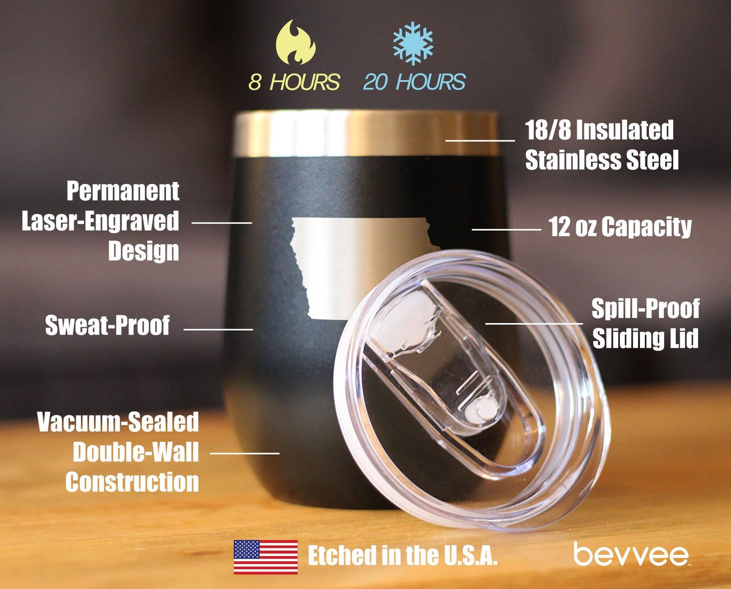 Iowa State Outline - Wine Tumbler