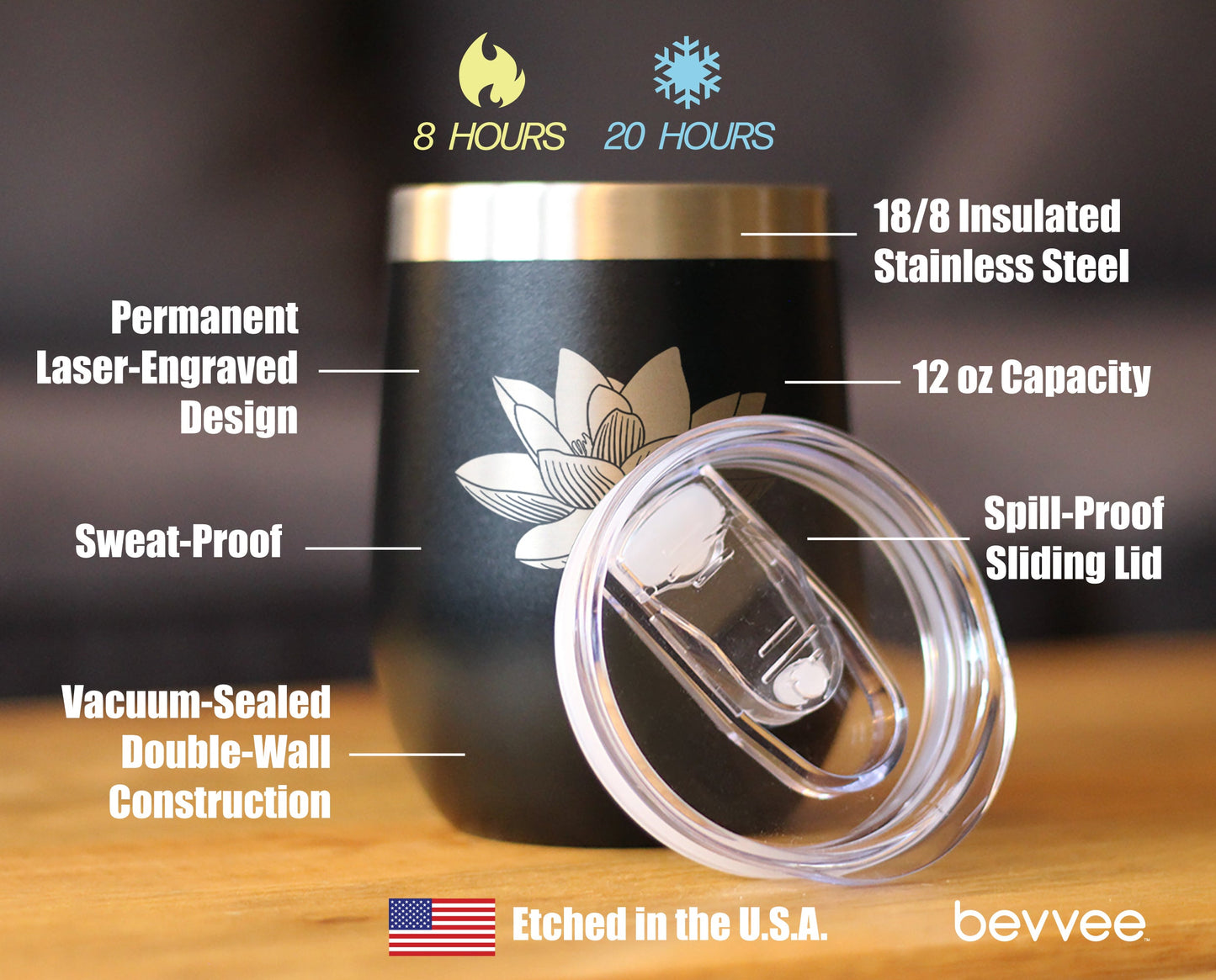 Lotus Flower - Wine Tumbler
