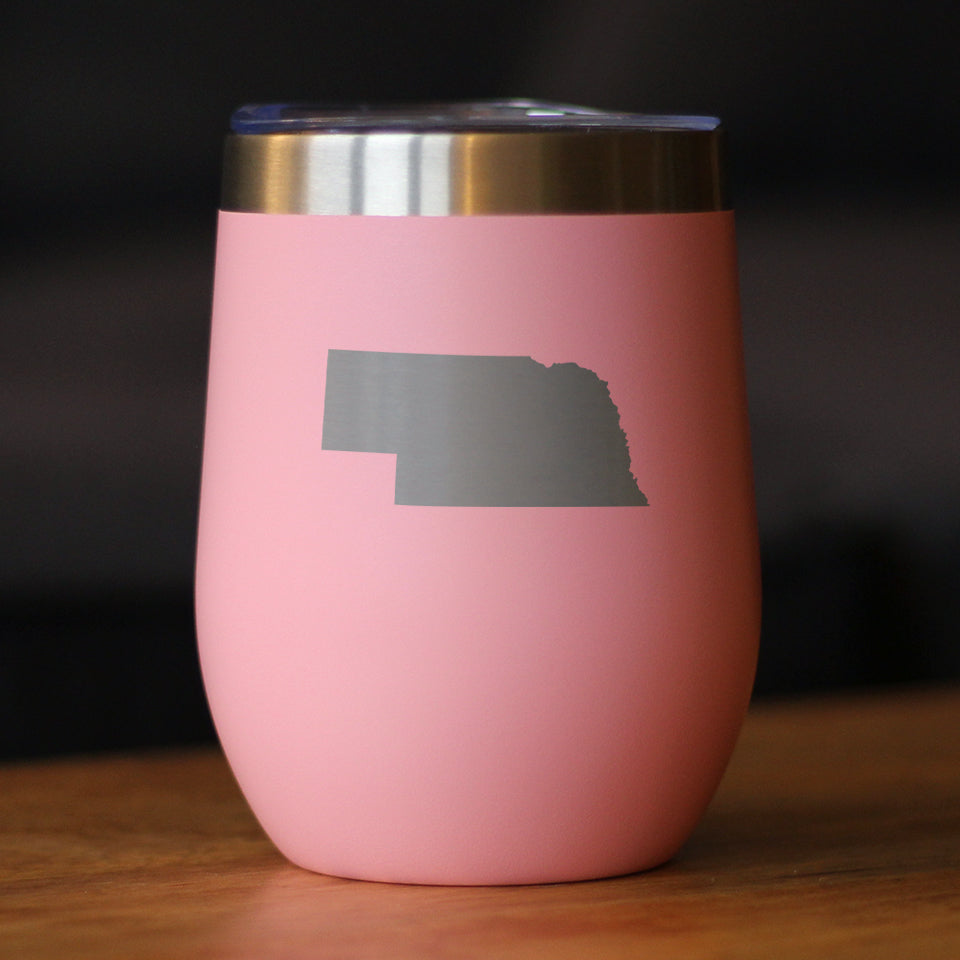Nebraska State Outline - Wine Tumbler
