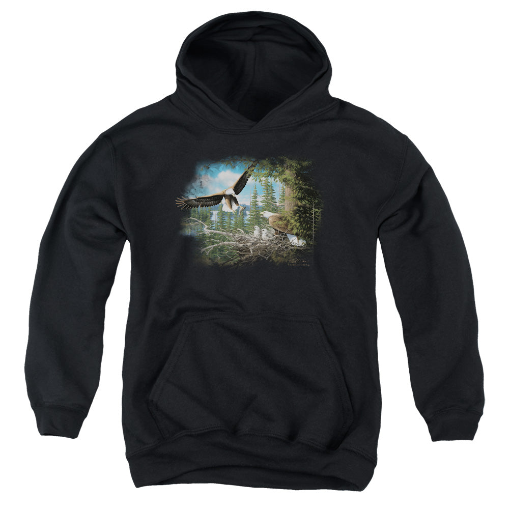 Wildlife Spring Bald Eagles Kids Youth Hoodie Black