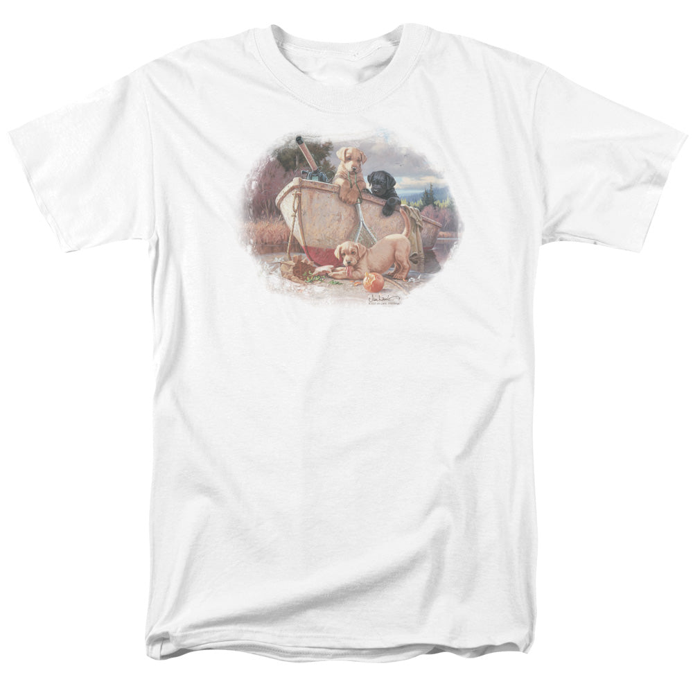 Wildlife Lunch Break Lab Pups Mens T Shirt White Officially Licensed