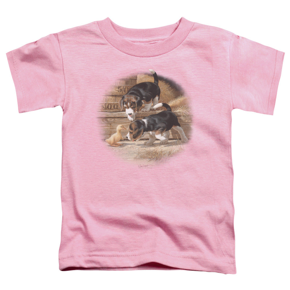 Wildlife Getting Acquainted Toddler Kids Youth T Shirt Pink
