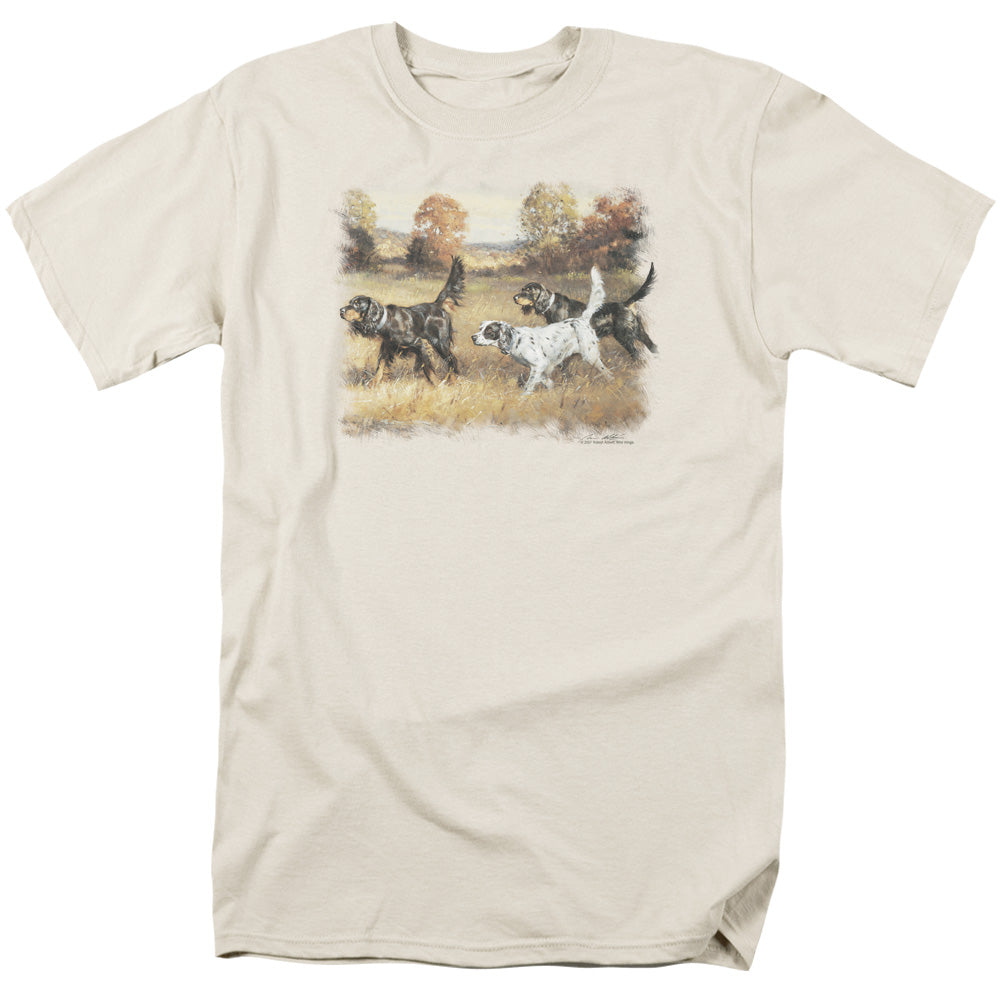 Wildlife Three Setters Mens T Shirt Cream Officially Licensed