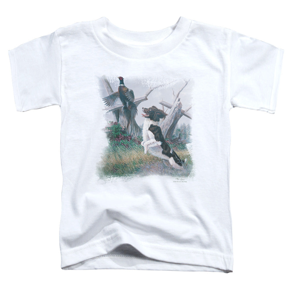Wildlife Springer With Pheasant Toddler Kids Youth T Shirt White