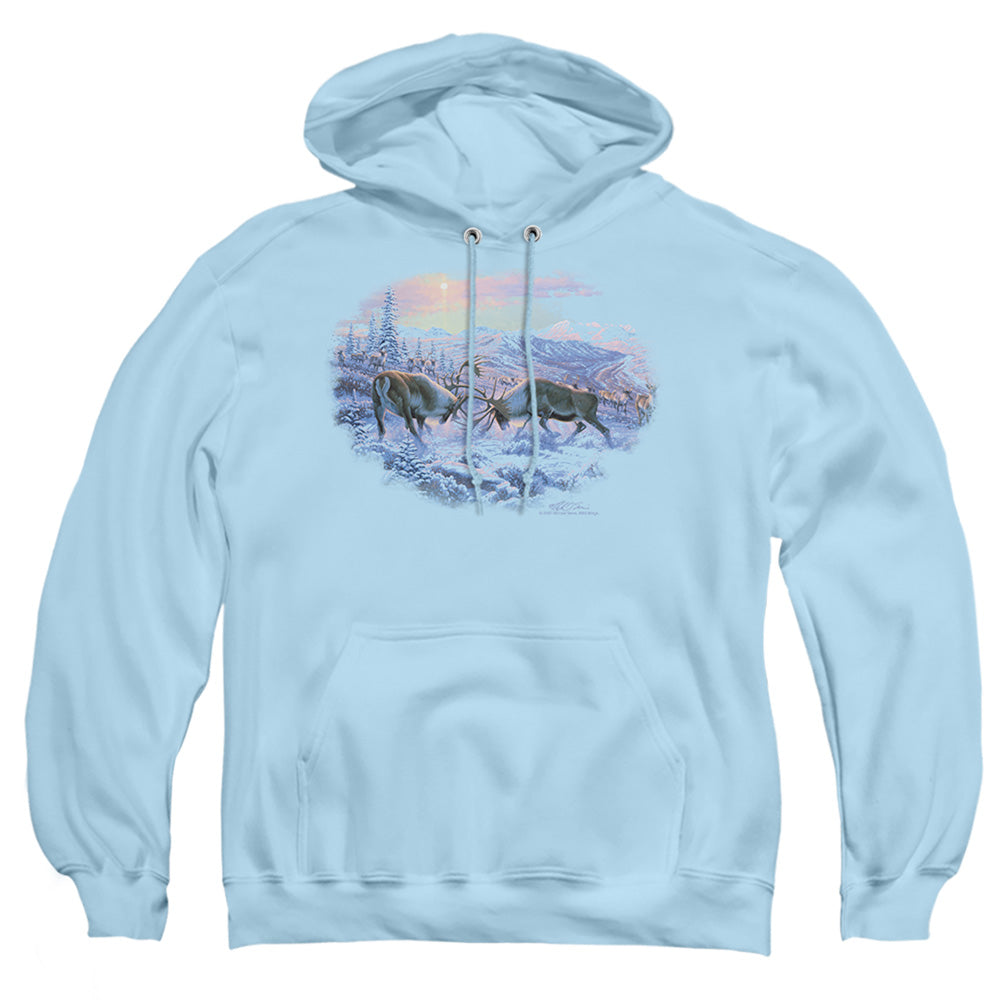 Wildlife Battling Bulls Mens Hoodie Light Blue