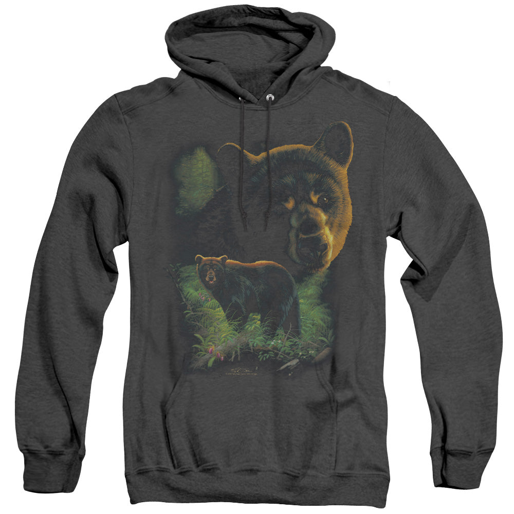 Wildlife Black Bears Mens Heather Hoodie Black Officially Licensed