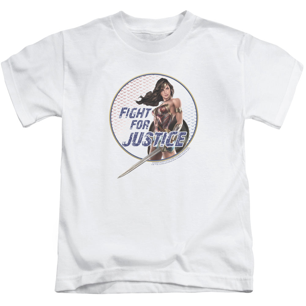 Wonder Woman Movie Fight For Justice Juvenile Kids Youth T Shirt White Officially Licensed