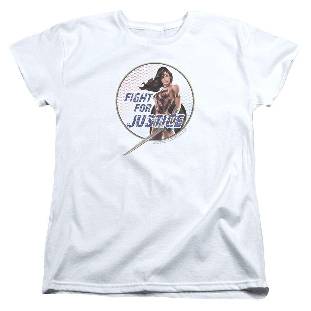 Wonder Woman Movie Fight For Justice Womens T Shirt White Officially Licensed