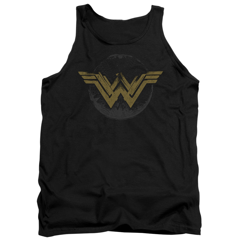 Wonder Woman Movie Distressed Logo Mens Tank Top Shirt Black Officially Licensed