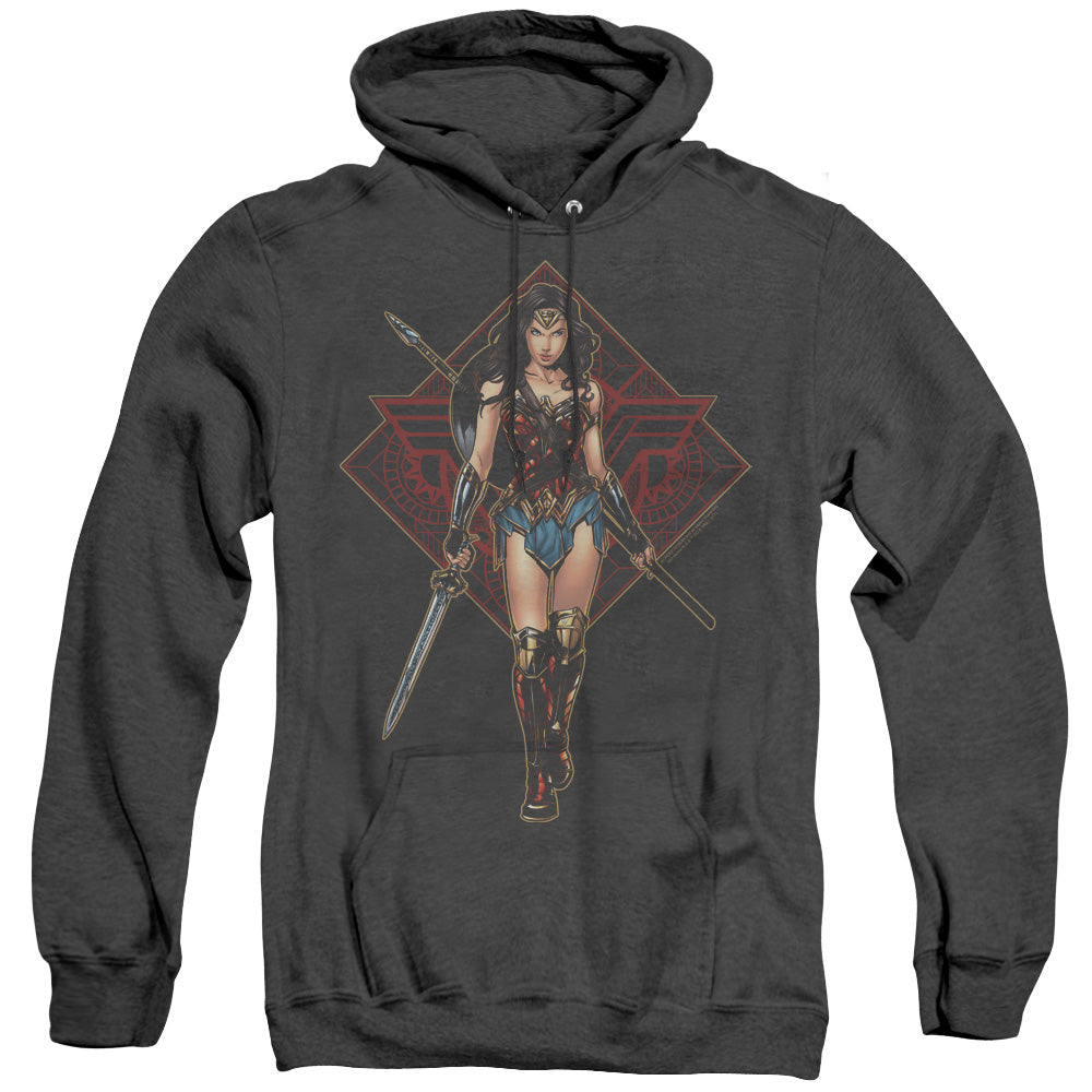 Wonder Woman Movie Warrior Heather Mens Hoodie Black Officially Licensed