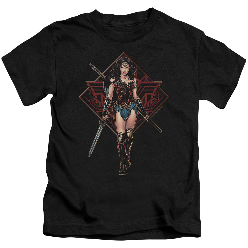 Wonder Woman Movie Warrior Juvenile Kids Youth T Shirt Black Officially Licensed