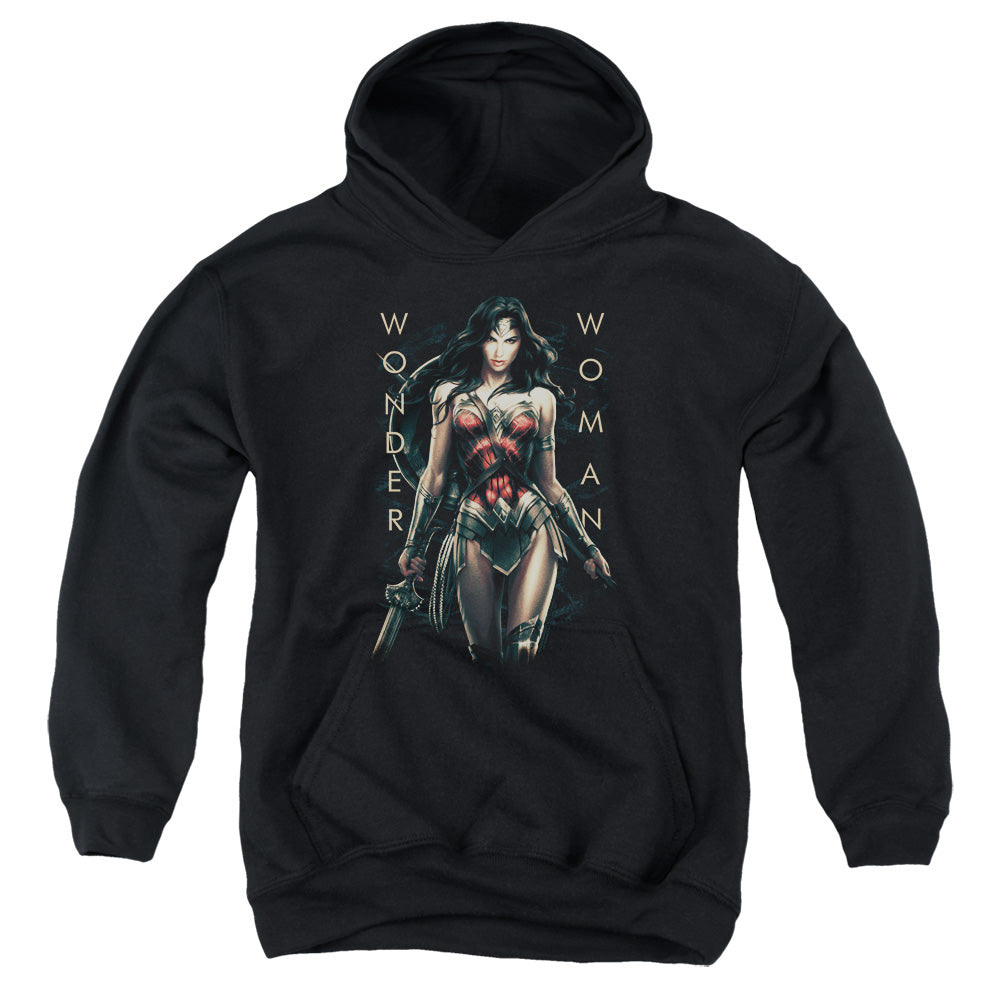 Wonder Woman Movie Armed And Dangerous Kids Youth Hoodie Black Officially Licensed