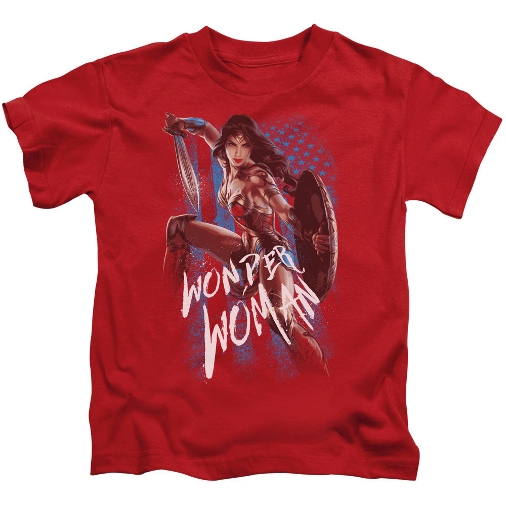 Wonder Woman Movie American Hero Juvenile Kids Youth T Shirt Red Officially Licensed