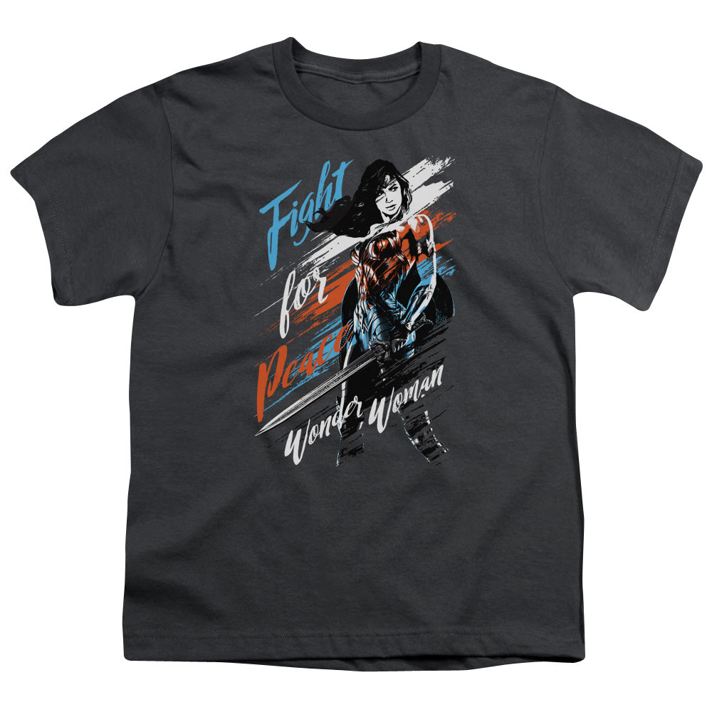 Wonder Woman Movie Fight For Peace Kids Youth T Shirt Charcoal Officially Licensed