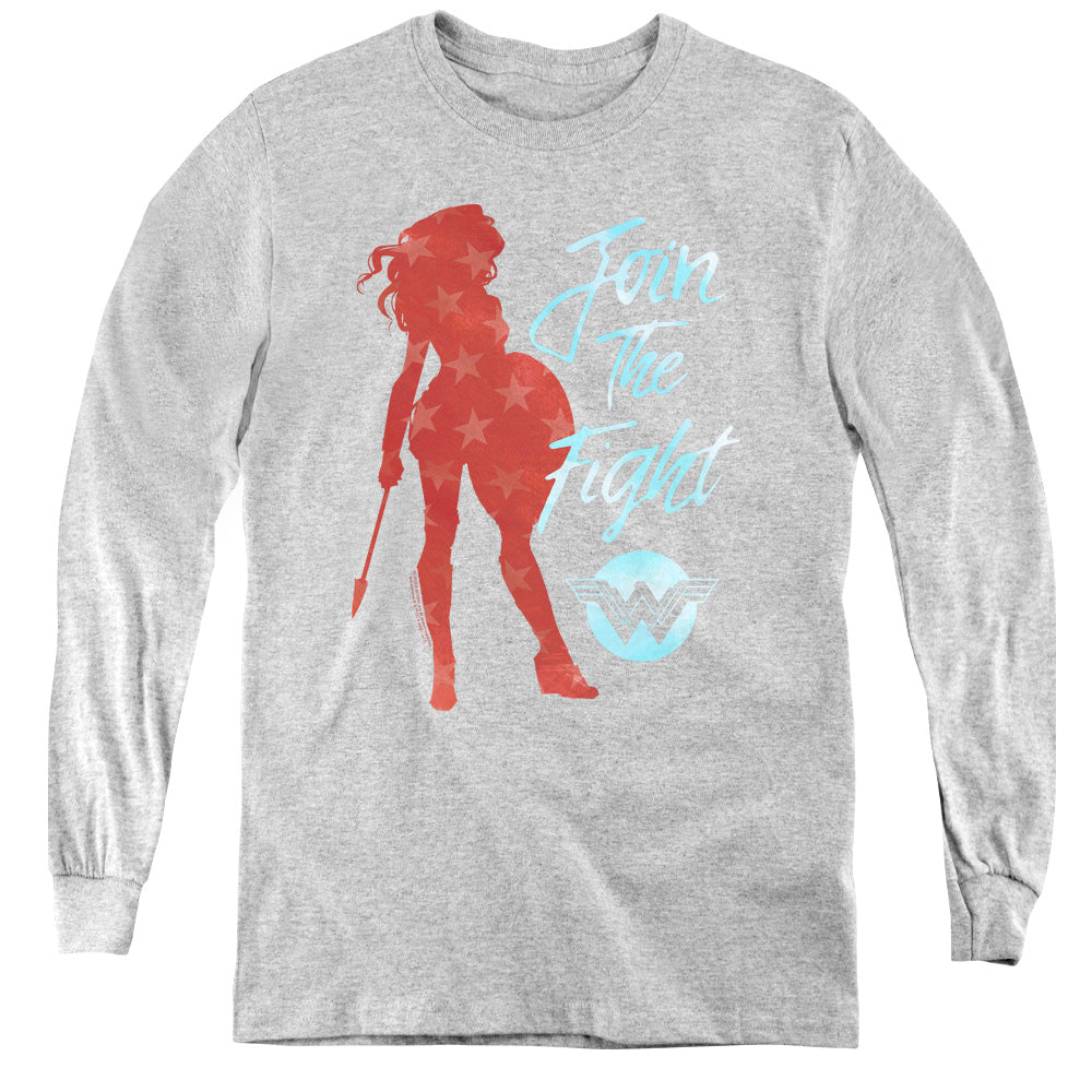 Wonder Woman Movie Freedom Fight Long Sleeve Kids Youth T Shirt Athletic Heather Officially Licensed